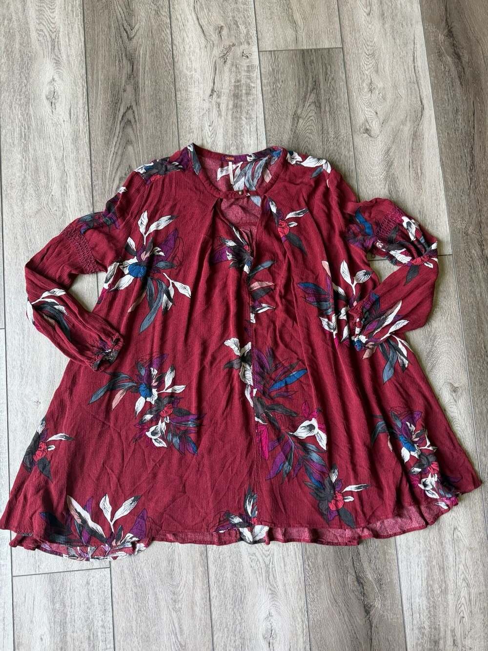 Free People Electric Orchid Print Swing Tunic Dress Red Size M
